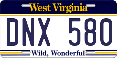 WV license plate DNX580