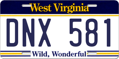 WV license plate DNX581