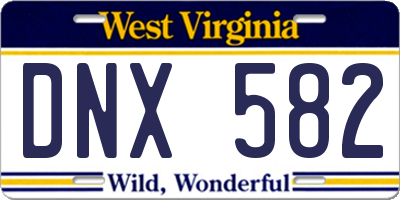 WV license plate DNX582