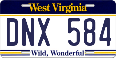 WV license plate DNX584