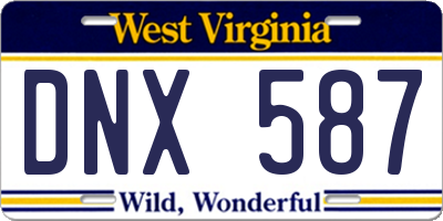 WV license plate DNX587