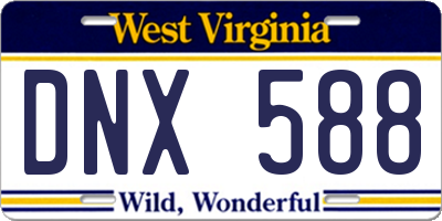 WV license plate DNX588