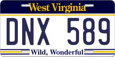 WV license plate DNX589
