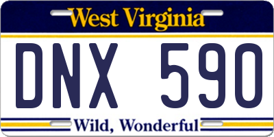 WV license plate DNX590