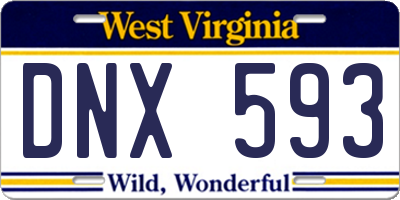WV license plate DNX593