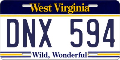 WV license plate DNX594