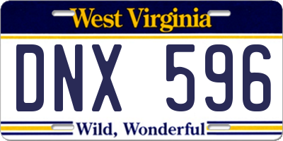 WV license plate DNX596