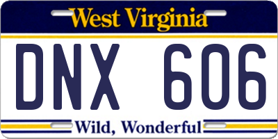 WV license plate DNX606