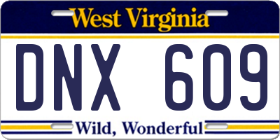 WV license plate DNX609