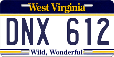 WV license plate DNX612