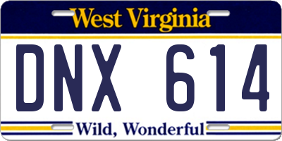 WV license plate DNX614