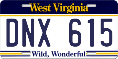 WV license plate DNX615