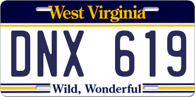 WV license plate DNX619