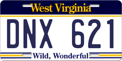 WV license plate DNX621