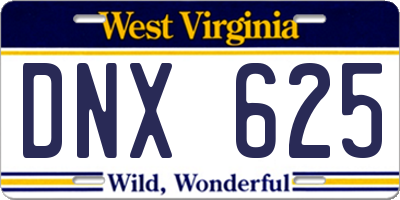 WV license plate DNX625