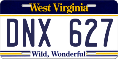 WV license plate DNX627