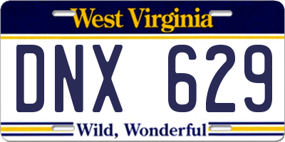 WV license plate DNX629