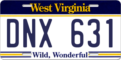 WV license plate DNX631