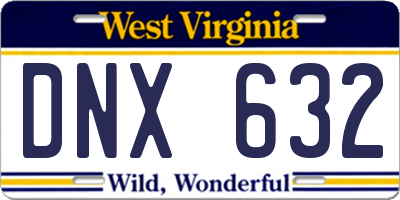 WV license plate DNX632
