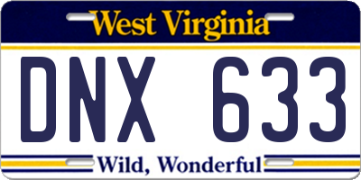 WV license plate DNX633