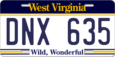WV license plate DNX635