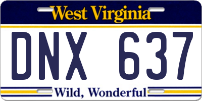 WV license plate DNX637