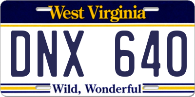 WV license plate DNX640