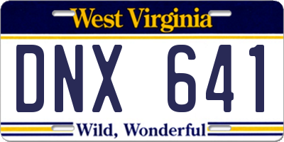 WV license plate DNX641