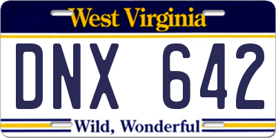 WV license plate DNX642