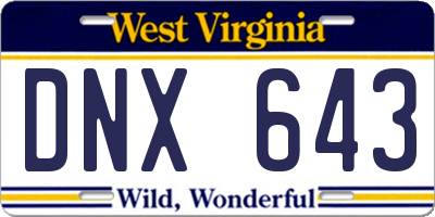 WV license plate DNX643