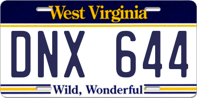 WV license plate DNX644
