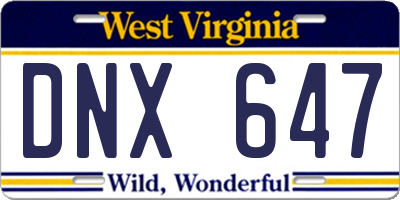 WV license plate DNX647