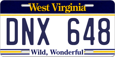 WV license plate DNX648