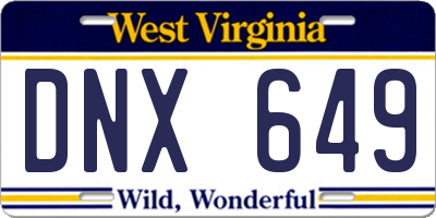 WV license plate DNX649