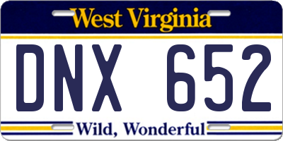 WV license plate DNX652