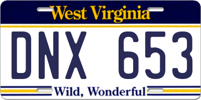 WV license plate DNX653