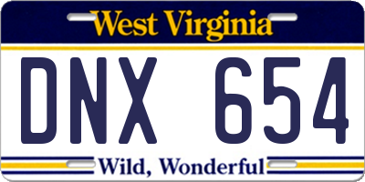 WV license plate DNX654