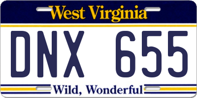 WV license plate DNX655