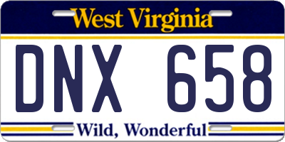 WV license plate DNX658