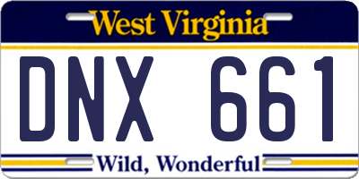 WV license plate DNX661