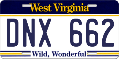 WV license plate DNX662