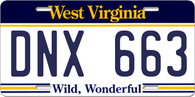 WV license plate DNX663