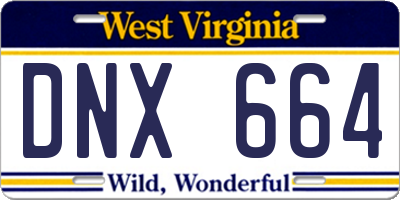 WV license plate DNX664