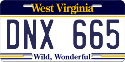 WV license plate DNX665
