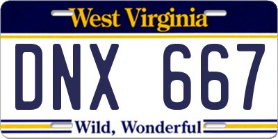 WV license plate DNX667