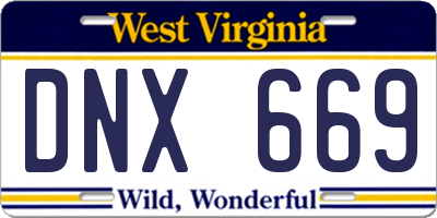 WV license plate DNX669