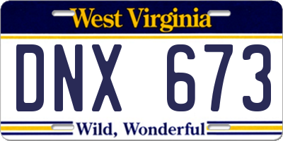 WV license plate DNX673