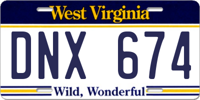 WV license plate DNX674