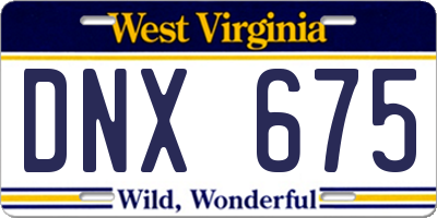 WV license plate DNX675