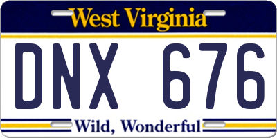 WV license plate DNX676